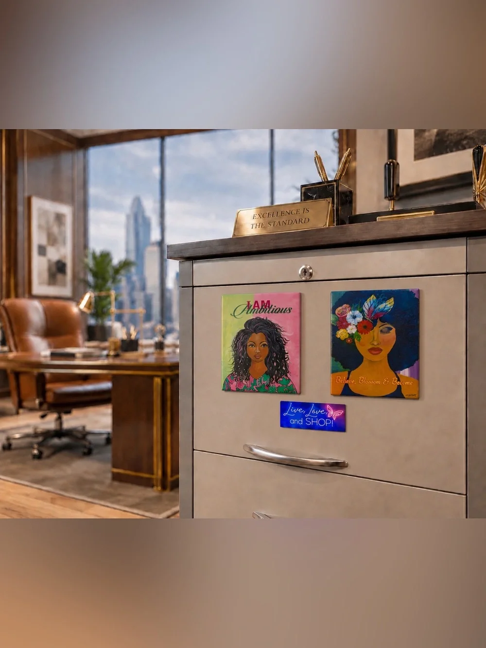 MAGNETS: Colorful Inspirational Magnet Set w/Afrocentric Designs, EUC